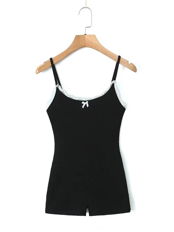 Mila's Lace U-Neck Slim Fit Spaghetti Strap Jumpsuit BLUE ZONE PLANET