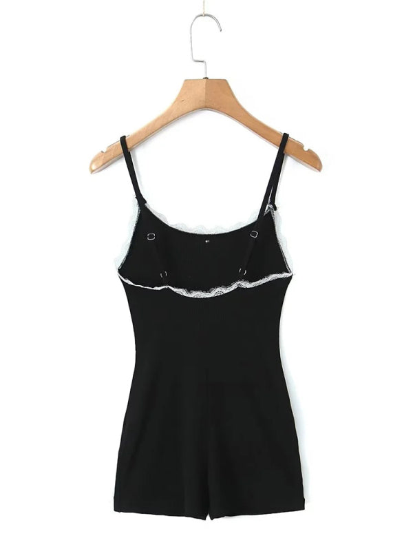 Mila's Lace U-Neck Slim Fit Spaghetti Strap Jumpsuit BLUE ZONE PLANET