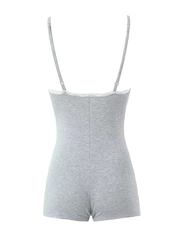 Mila's Lace U-Neck Slim Fit Spaghetti Strap Jumpsuit BLUE ZONE PLANET