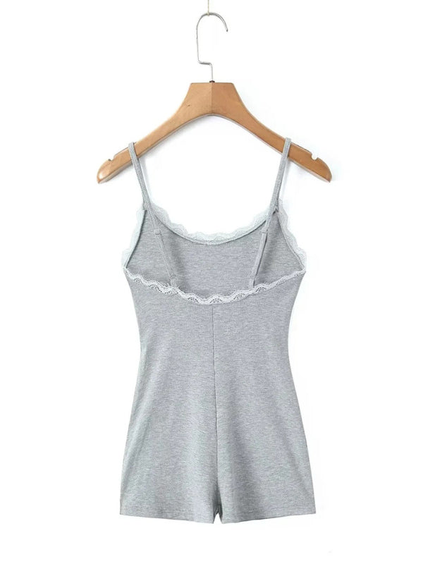 Mila's Lace U-Neck Slim Fit Spaghetti Strap Jumpsuit BLUE ZONE PLANET