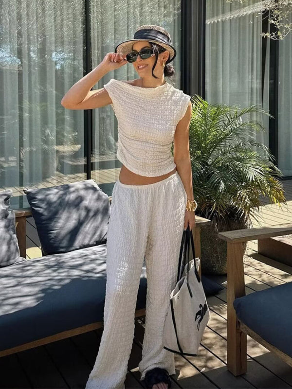 Charlotte's Asymmetric Top High Waist Pants Suit BLUE ZONE PLANET