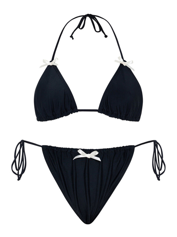 Blue Zone Planet | Lilly's Solid Color Bow Tie Bikini Swimsuit BLUE ZONE PLANET