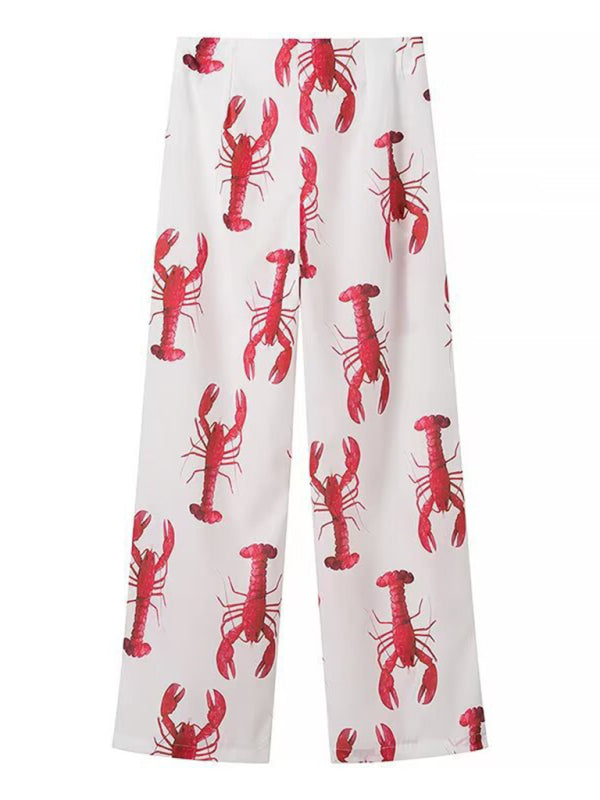Blue Zone Planet | able loose lace-up printed short-sleeved trousers suit BLUE ZONE PLANET