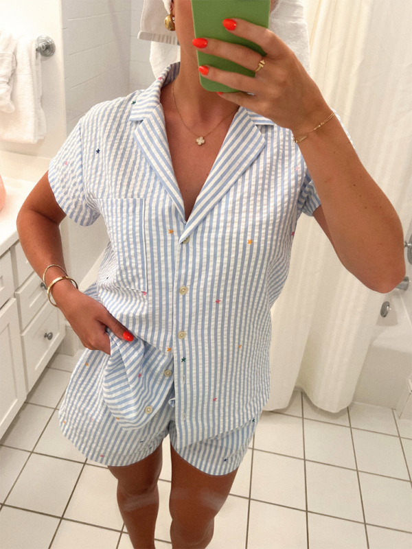 Blue Zone Planet | love striped home wear suit (can be worn outside) BLUE ZONE PLANET