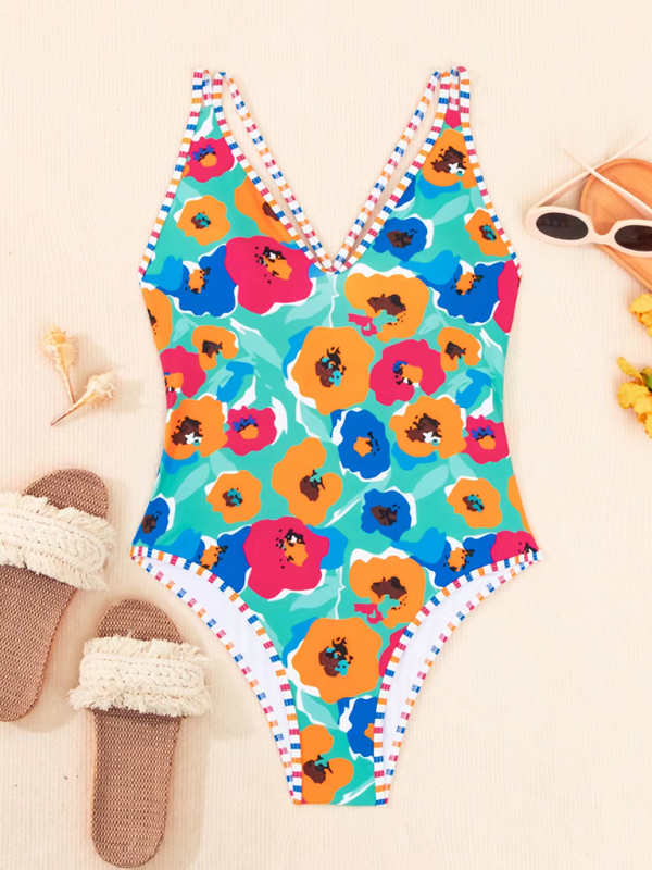 Blue Zone Planet | bikini printed one piece swimsuit with hollow back BLUE ZONE PLANET