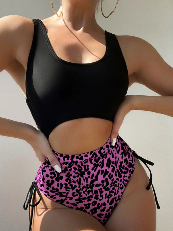 Blue Zone Planet | leopard print U-shaped bikini spa swimsuit strappy one-piece swimsuit BLUE ZONE PLANET