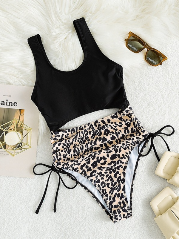 Blue Zone Planet | leopard print U-shaped bikini spa swimsuit strappy one-piece swimsuit BLUE ZONE PLANET