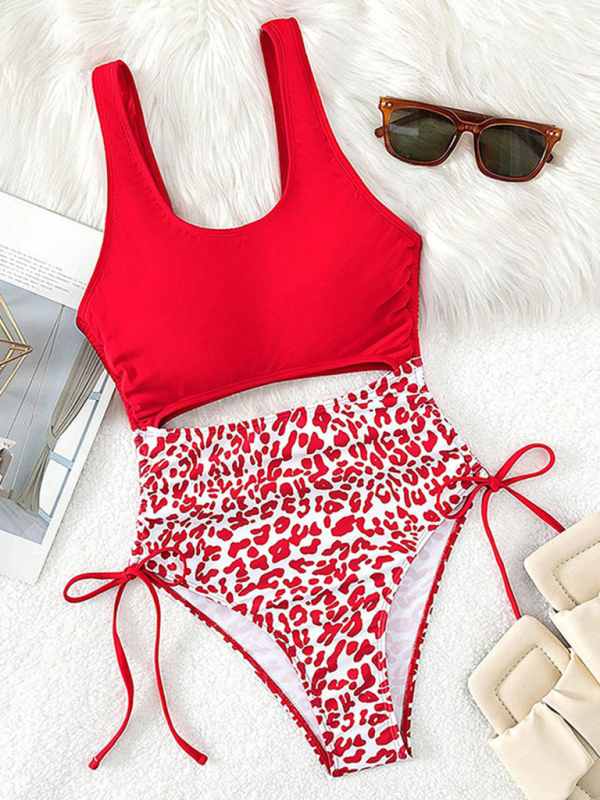 Blue Zone Planet | leopard print U-shaped bikini spa swimsuit strappy one-piece swimsuit BLUE ZONE PLANET