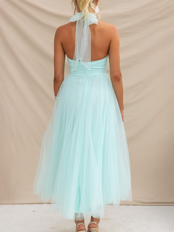 Blue Zone Planet | Desiree's Halter Neck Mesh Turtleneck Party Dress BLUE ZONE PLANET
