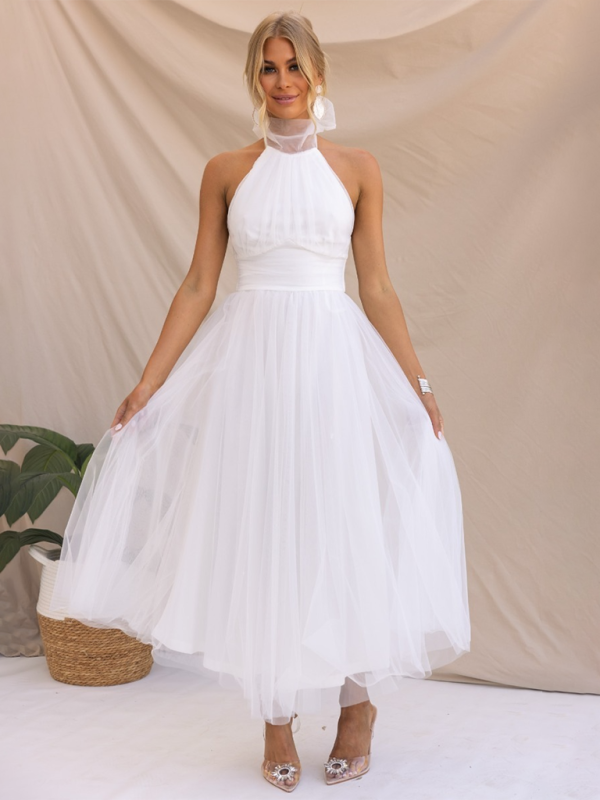 Blue Zone Planet | Desiree's Halter Neck Mesh Turtleneck Party Dress BLUE ZONE PLANET