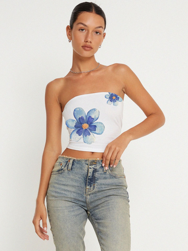 Blue Zone Planet | Y2K printed tube top vest BLUE ZONE PLANET