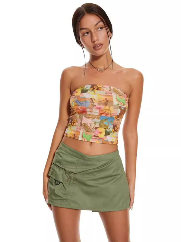 Blue Zone Planet | Y2K printed tube top vest BLUE ZONE PLANET