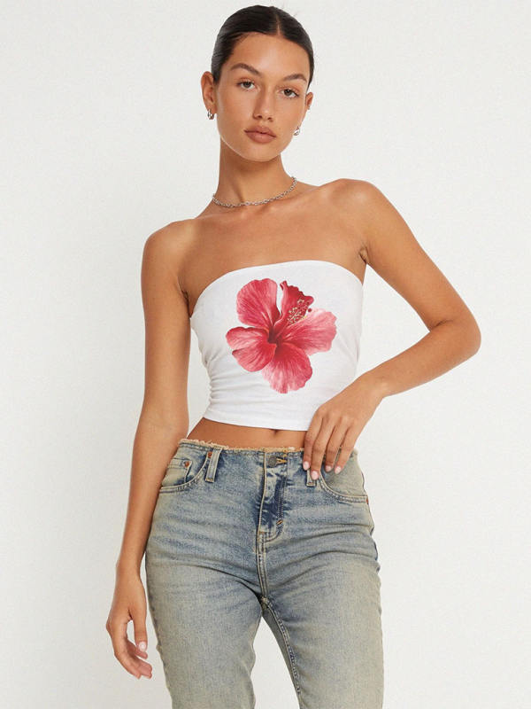 Blue Zone Planet |  Y2K printed tube top vest BLUE ZONE PLANET