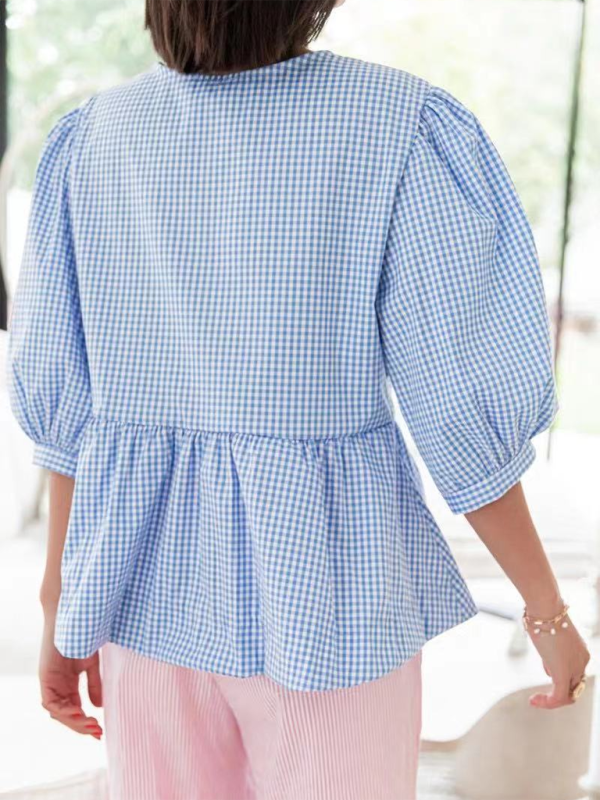 Blue Zone Planet |  striped lace-up shirt tops BLUE ZONE PLANET