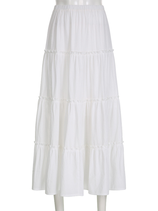 Blue Zone Planet | Literary retro gentle white splicing bohemian skirt BLUE ZONE PLANET