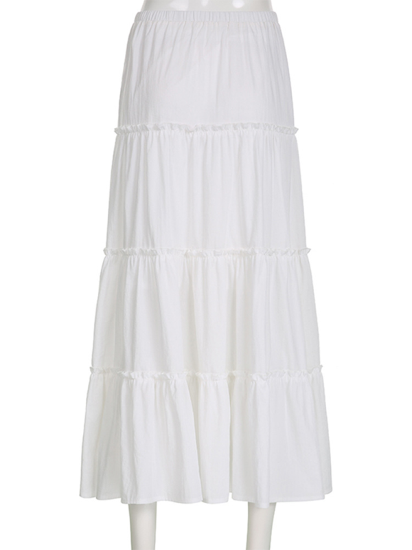 Blue Zone Planet | Literary retro gentle white splicing bohemian skirt BLUE ZONE PLANET
