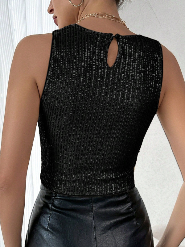 Blue Zone Planet |  sequined solid color vest BLUE ZONE PLANET