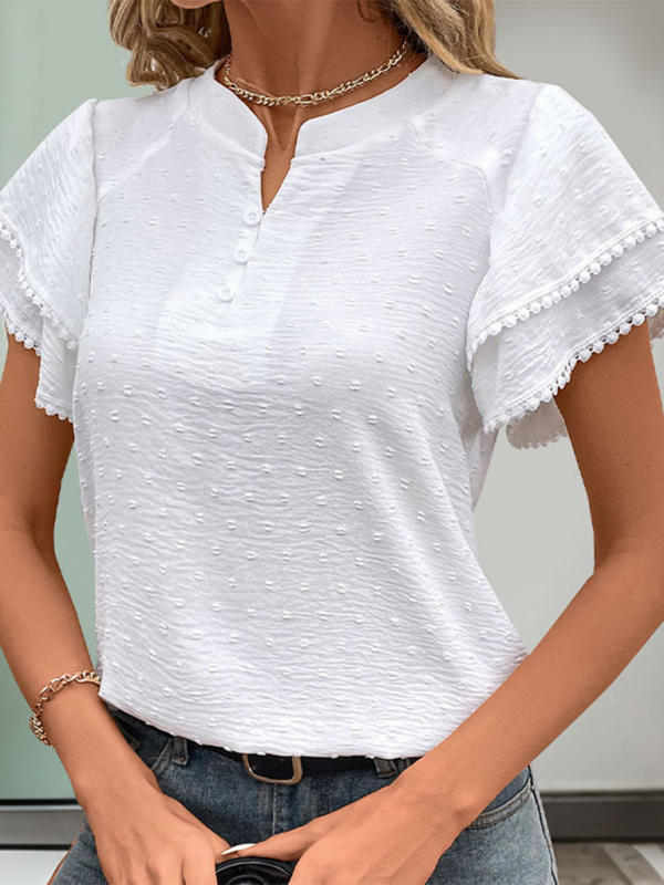 Blue Zone Planet | Solid color textured shirt layered short-sleeved Chinese style small stand collar shirt BLUE ZONE PLANET