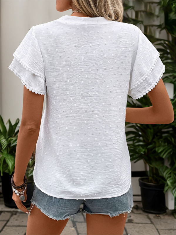 Blue Zone Planet | Solid color textured shirt layered short-sleeved Chinese style small stand collar shirt BLUE ZONE PLANET