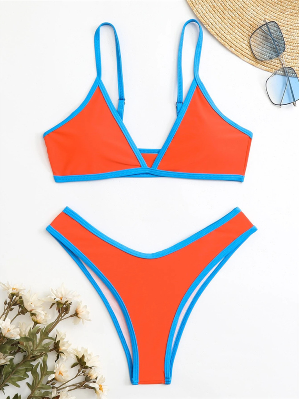 Blue Zone Planet | Women's Solid Color Bikini Sexy Sports Contrast Color Bikini BLUE ZONE PLANET
