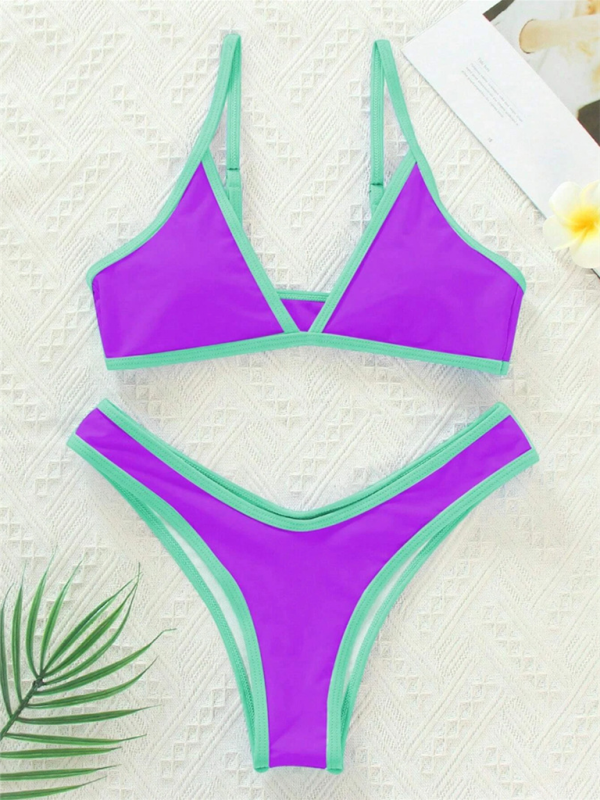 Blue Zone Planet | Women's Solid Color Bikini Sexy Sports Contrast Color Bikini BLUE ZONE PLANET