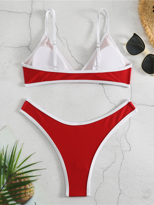 Blue Zone Planet | Women's Solid Color Bikini Sexy Sports Contrast Color Bikini BLUE ZONE PLANET