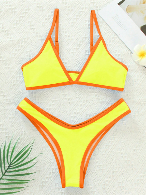 Blue Zone Planet | Women's Solid Color Bikini Sexy Sports Contrast Color Bikini BLUE ZONE PLANET