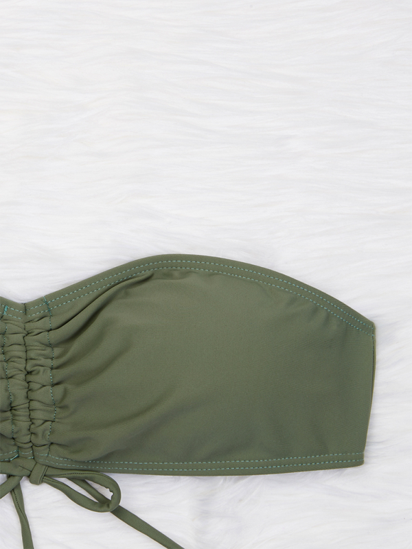 Blue Zone Planet | Solid color triangle bikini sexy tube top drawstring strap bikini BLUE ZONE PLANET