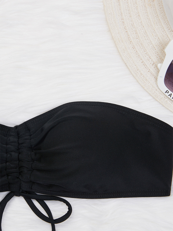 Blue Zone Planet | Solid color triangle bikini sexy tube top drawstring strap bikini BLUE ZONE PLANET