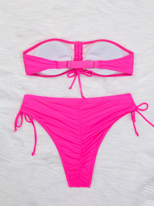 Blue Zone Planet | Solid color triangle bikini sexy tube top drawstring strap bikini BLUE ZONE PLANET