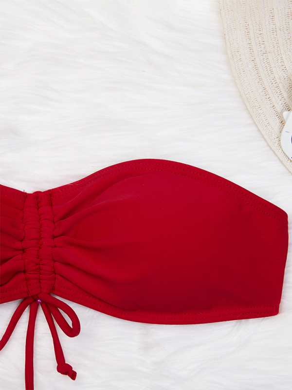 Blue Zone Planet | Solid color triangle bikini sexy tube top drawstring strap bikini BLUE ZONE PLANET