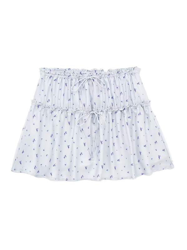 Blue Zone Planet | Desiree's layered decorative flower print top and skirt set BLUE ZONE PLANET