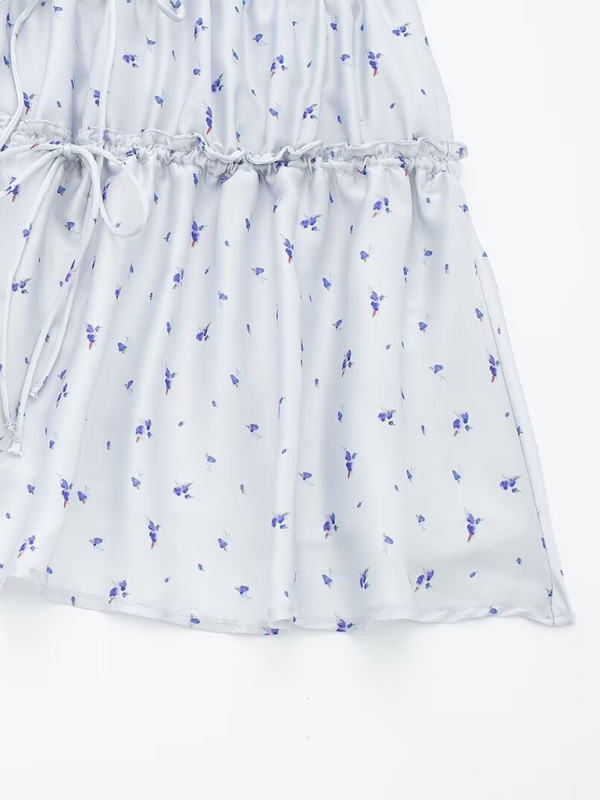 Blue Zone Planet | Desiree's layered decorative flower print top and skirt set BLUE ZONE PLANET