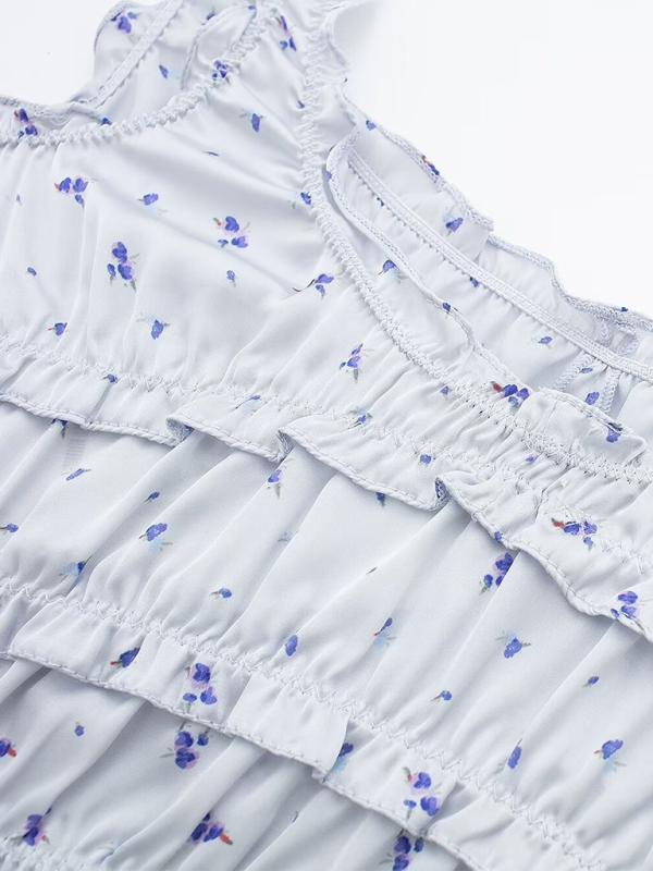 Blue Zone Planet | Desiree's layered decorative flower print top and skirt set BLUE ZONE PLANET