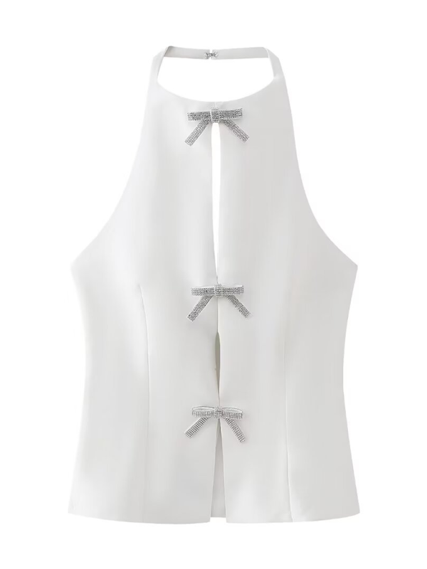 Blue Zone Planet | able Bow Decorated Halter Neck Vest Top BLUE ZONE PLANET
