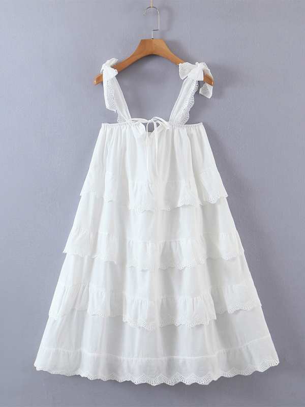 Blue Zone Planet |  multi-layer lace splicing cake skirt elegant short spaghetti strap dress BLUE ZONE PLANET