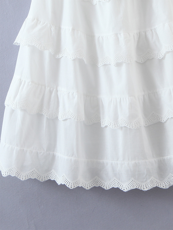Blue Zone Planet |  multi-layer lace splicing cake skirt elegant short spaghetti strap dress BLUE ZONE PLANET