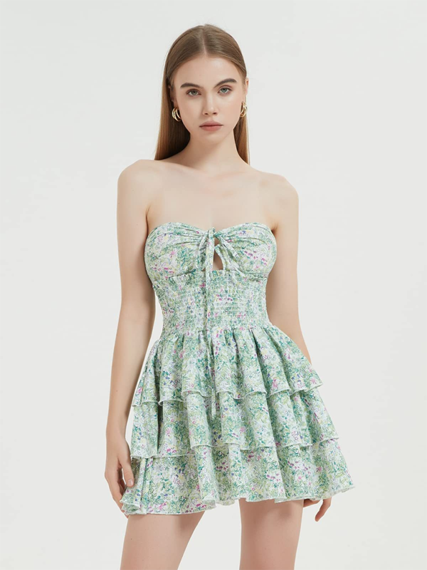 Blue Zone Planet | printed floral halterneck waist-length short one-piece tutu skirt BLUE ZONE PLANET