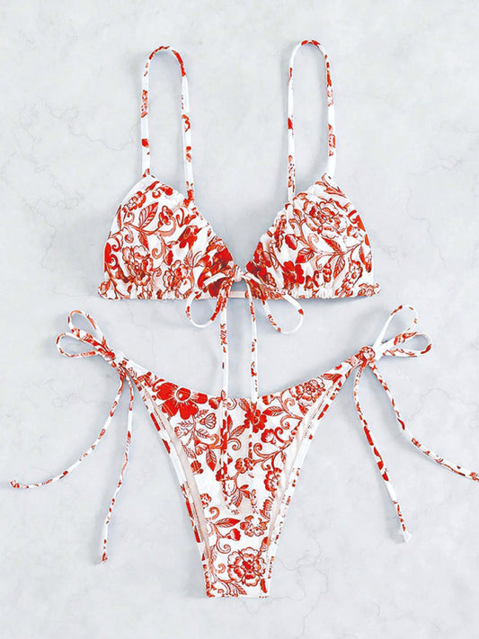 Blue Zone Planet | resort vintage print split swimsuit BLUE ZONE PLANET