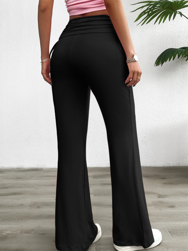 Blue Zone Planet | Spring and summer solid color slim-fit pleated trousers BLUE ZONE PLANET