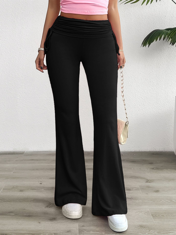 Blue Zone Planet | Spring and summer solid color slim-fit pleated trousers BLUE ZONE PLANET