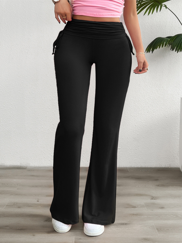 Blue Zone Planet | Spring and summer solid color slim-fit pleated trousers BLUE ZONE PLANET