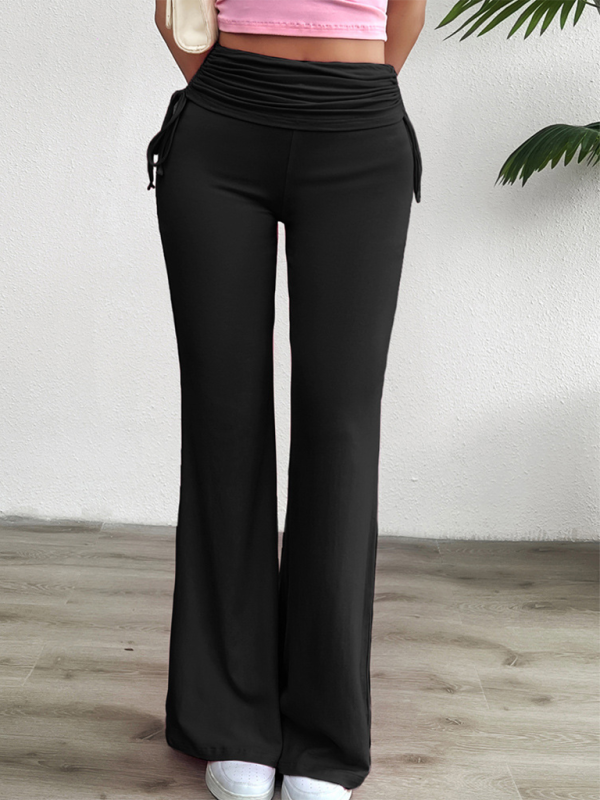 Blue Zone Planet | Spring and summer solid color slim-fit pleated trousers BLUE ZONE PLANET
