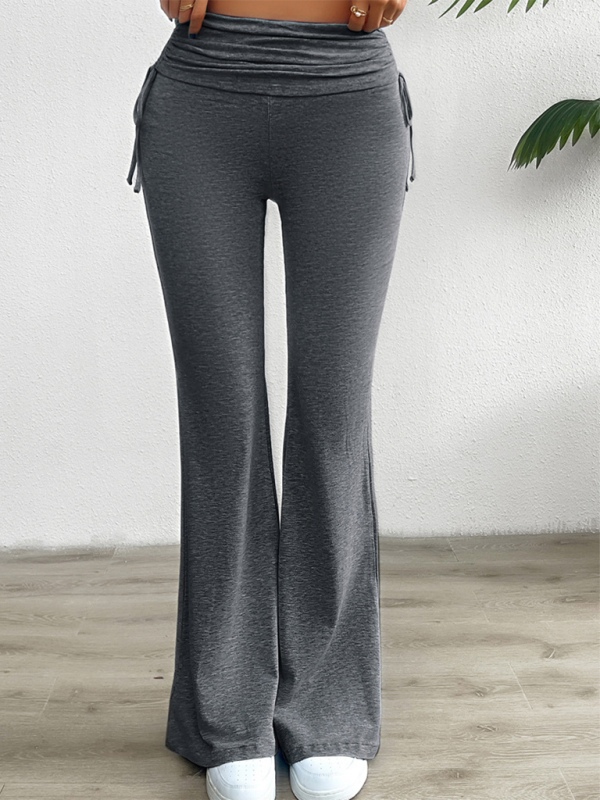 Blue Zone Planet | Spring and summer solid color slim-fit pleated trousers BLUE ZONE PLANET