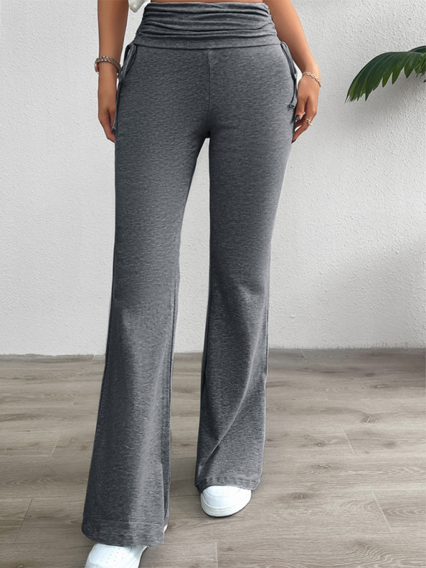 Blue Zone Planet | Spring and summer solid color slim-fit pleated trousers BLUE ZONE PLANET
