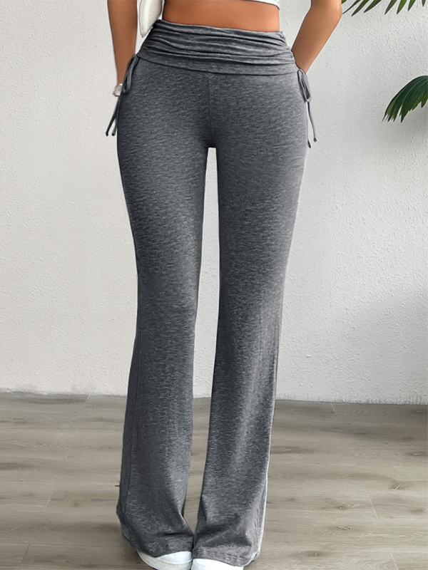 Blue Zone Planet | Spring and summer solid color slim-fit pleated trousers BLUE ZONE PLANET