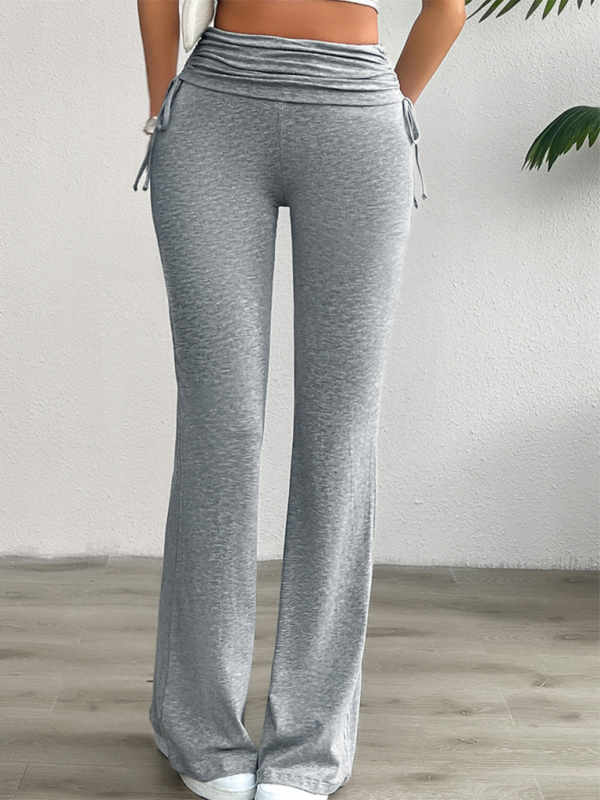 Blue Zone Planet | Spring and summer solid color slim-fit pleated trousers BLUE ZONE PLANET