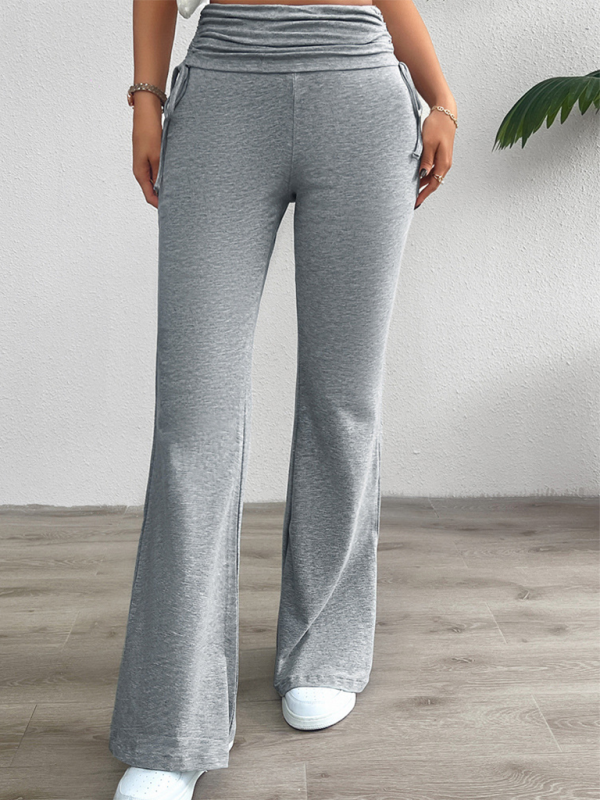 Blue Zone Planet | Spring and summer solid color slim-fit pleated trousers BLUE ZONE PLANET