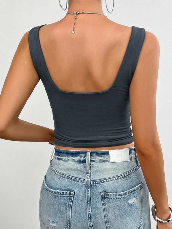 Blue Zone Planet | Solid color slim fit twist halter top BLUE ZONE PLANET
