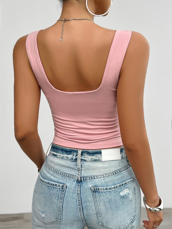 Blue Zone Planet | Solid color slim fit twist halter top BLUE ZONE PLANET